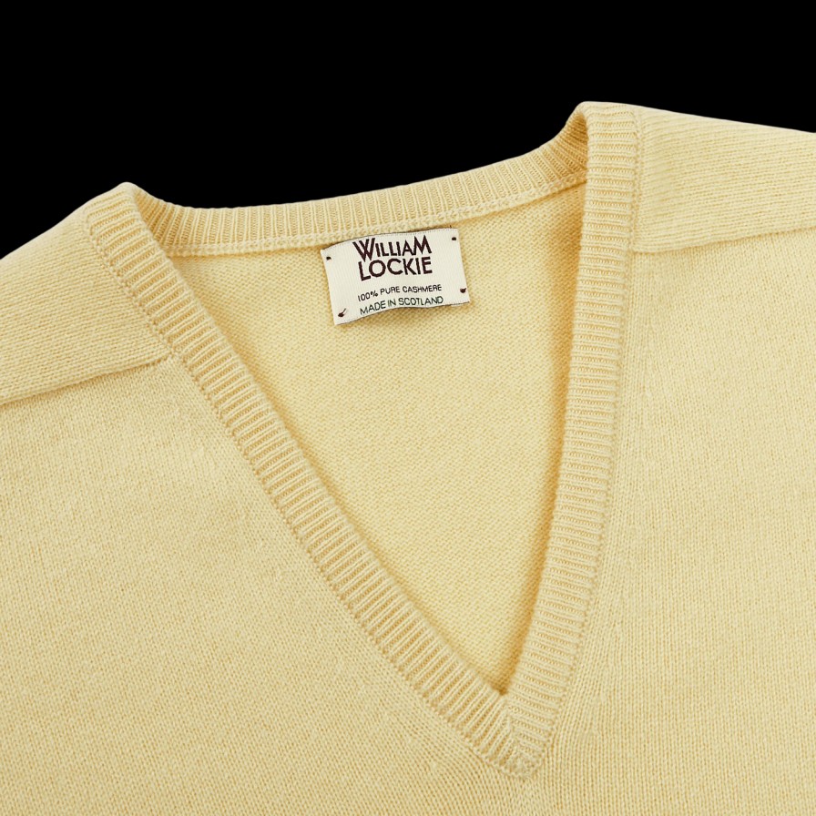 William Lockie Lemon Frost V-Neck Cashmere Sweater Best