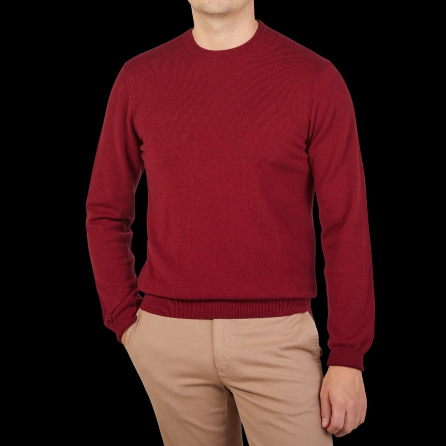 Piacenza Cashmere Muted Red Cashmere Crewneck Clearance