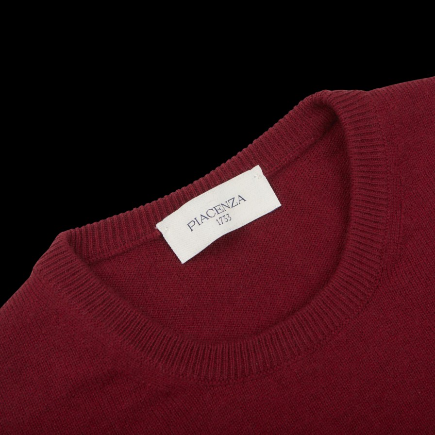 Piacenza Cashmere Muted Red Cashmere Crewneck Clearance