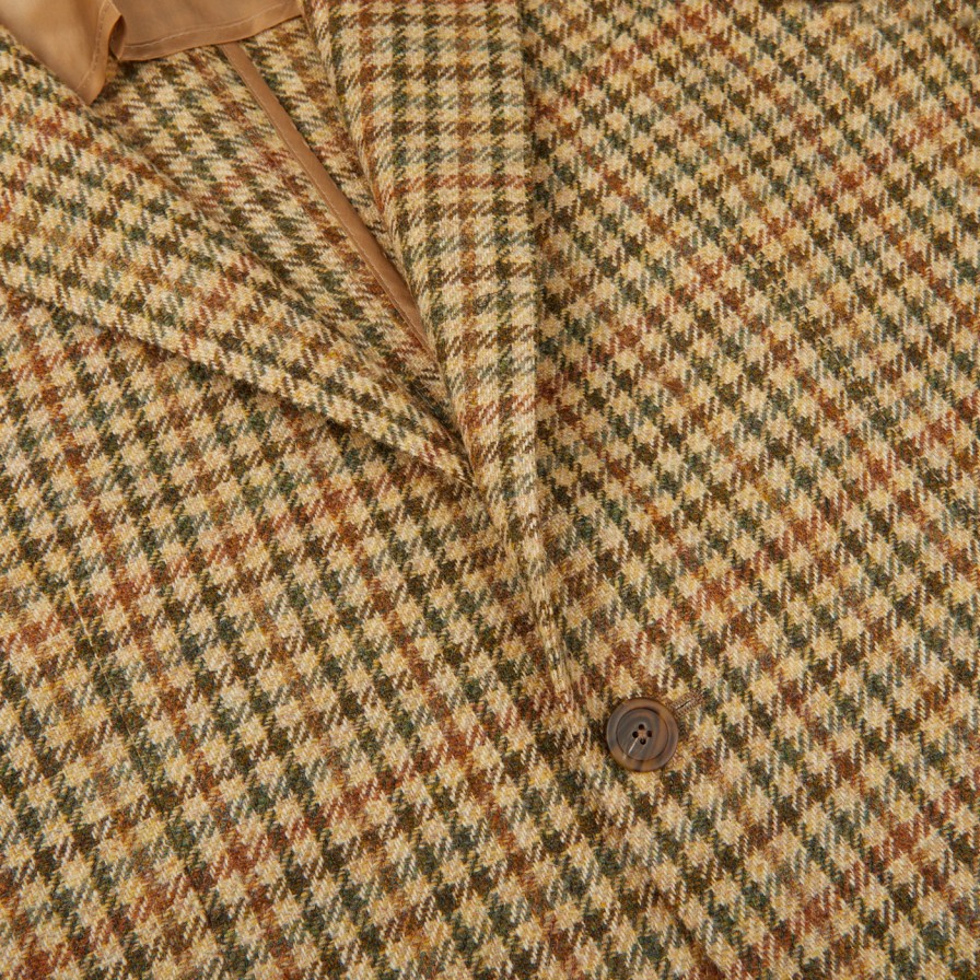 Tagliatore Beige Houndstooth Wool Tweed Vesuvio Blazer Best