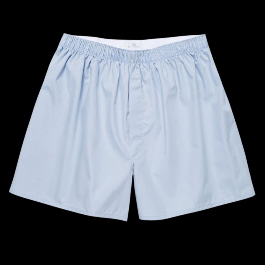 Sunspel Blue Cotton Boxer Shorts New