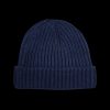 William Lockie Blue Cashmere Ribbed Beanie Best