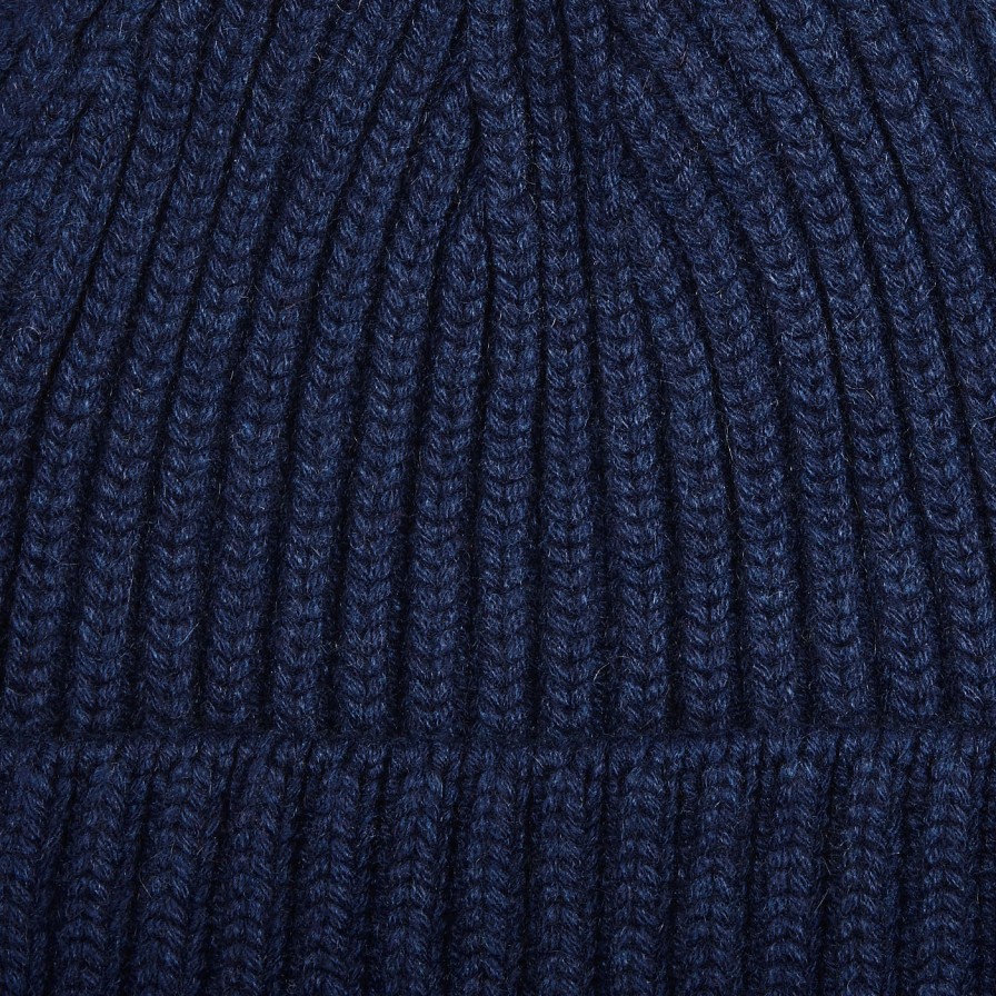 William Lockie Blue Cashmere Ribbed Beanie Best