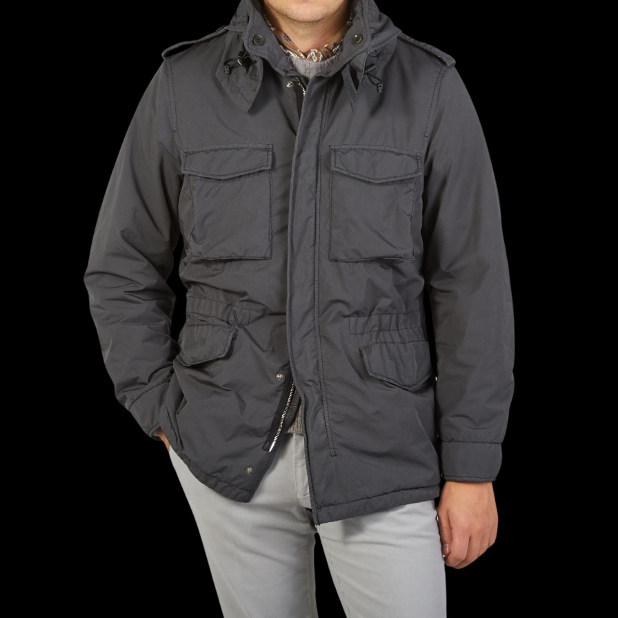 Aspesi Grey Nylon Padded Field Jacket Wholesale