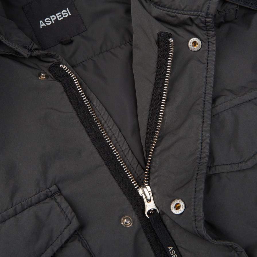 Aspesi Grey Nylon Padded Field Jacket Wholesale