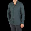 Xacus Bottle Green Washed Cotton Twill Casual Shirt Clearance