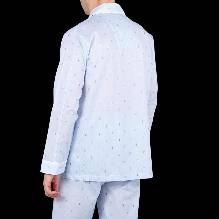 Derek Rose Blue Bee Motif Cotton Classic Fit Pyjamas Best