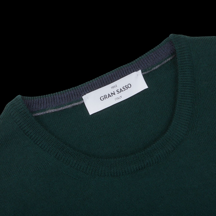 Gran Sasso Bottle Green Extra Fine Merino Crew Neck Hot