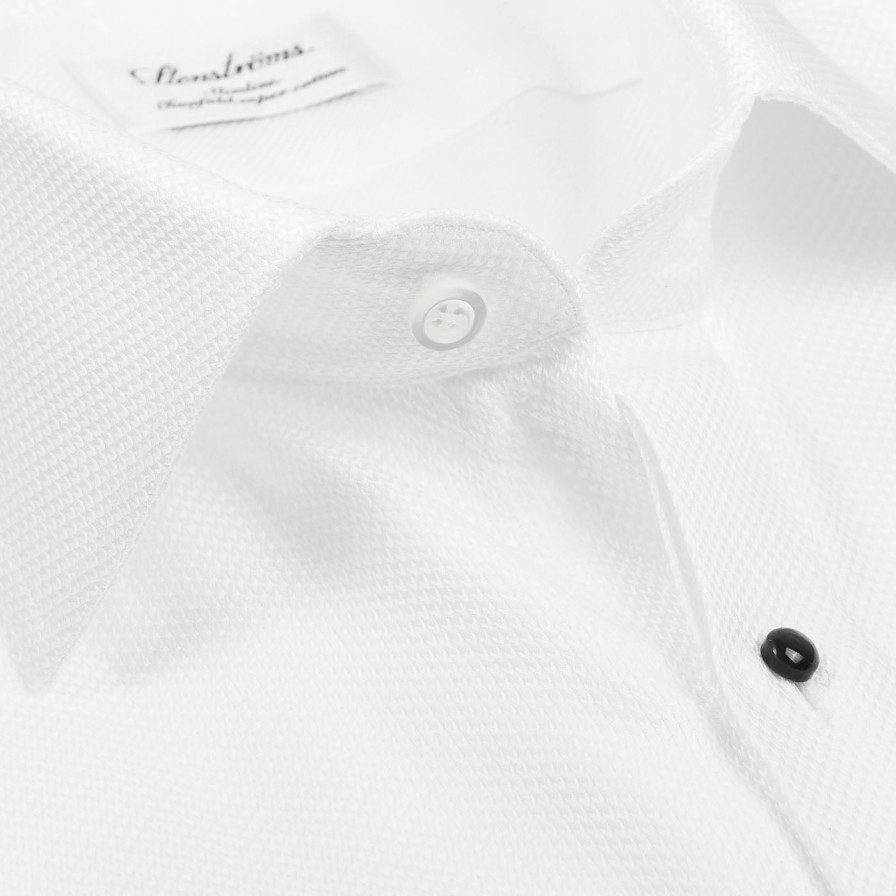 Stenströms White Textured Cotton Slimline Tuxedo Shirt Wholesale