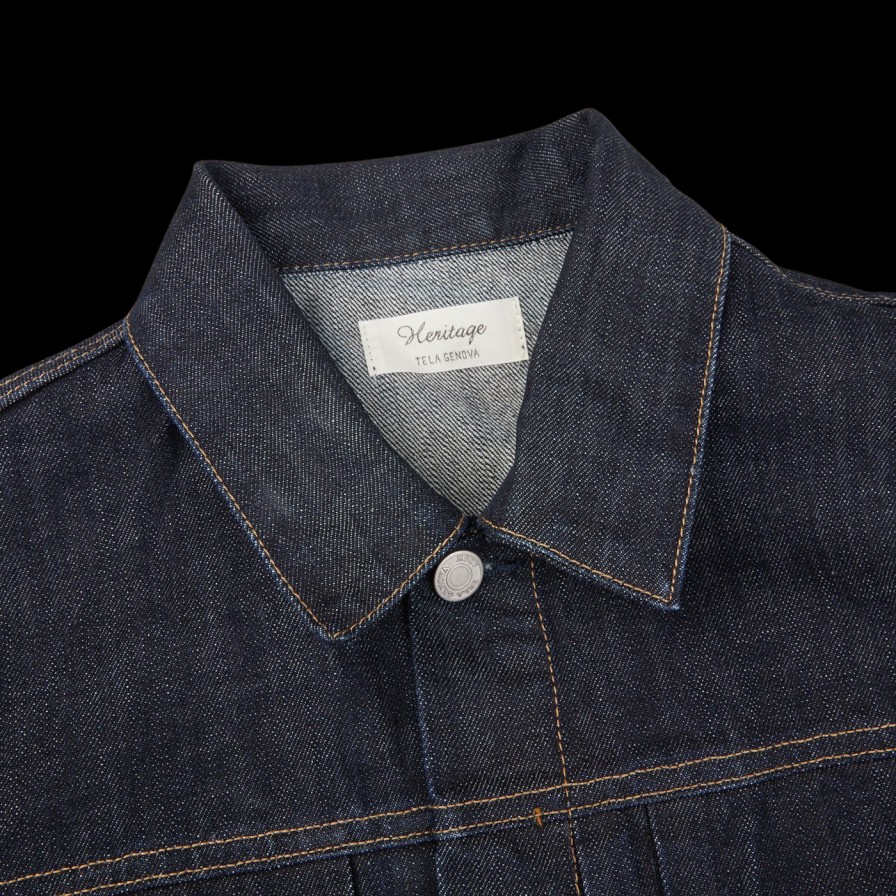 Tela Genova Raw Blue Cotton Selvedge Denim Jacket Wholesale