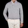 Gran Sasso Grey Melange Wool Quarter Button Sweater Hot