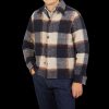 Tintoria Mattei Blue Wool Checked Plaid Overshirt Wholesale