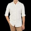 Stenströms Cream Cotton Flannel Slimline Bd Shirt Best