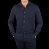 Gran Sasso Blue Melange Cotton Cashmere Knitted Shirt Best