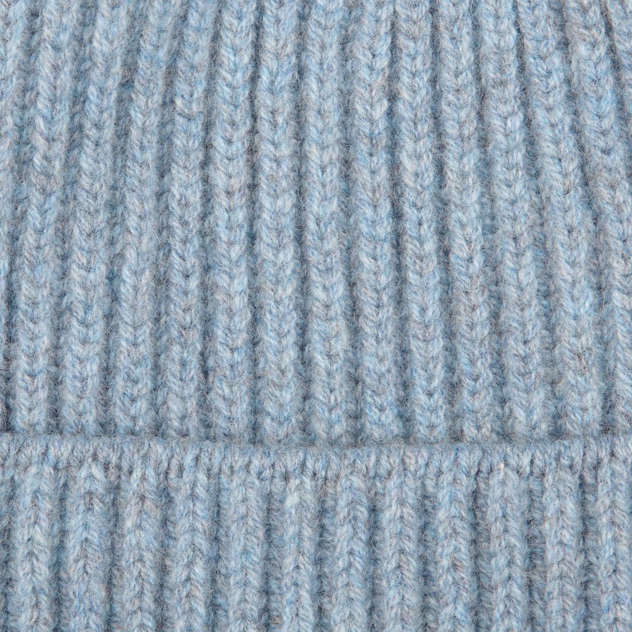 William Lockie Blue Waves Geelong Lambswool Ribbed Beanie New