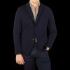 Gran Sasso Navy Blue Travel Wool Knitted Blazer Best