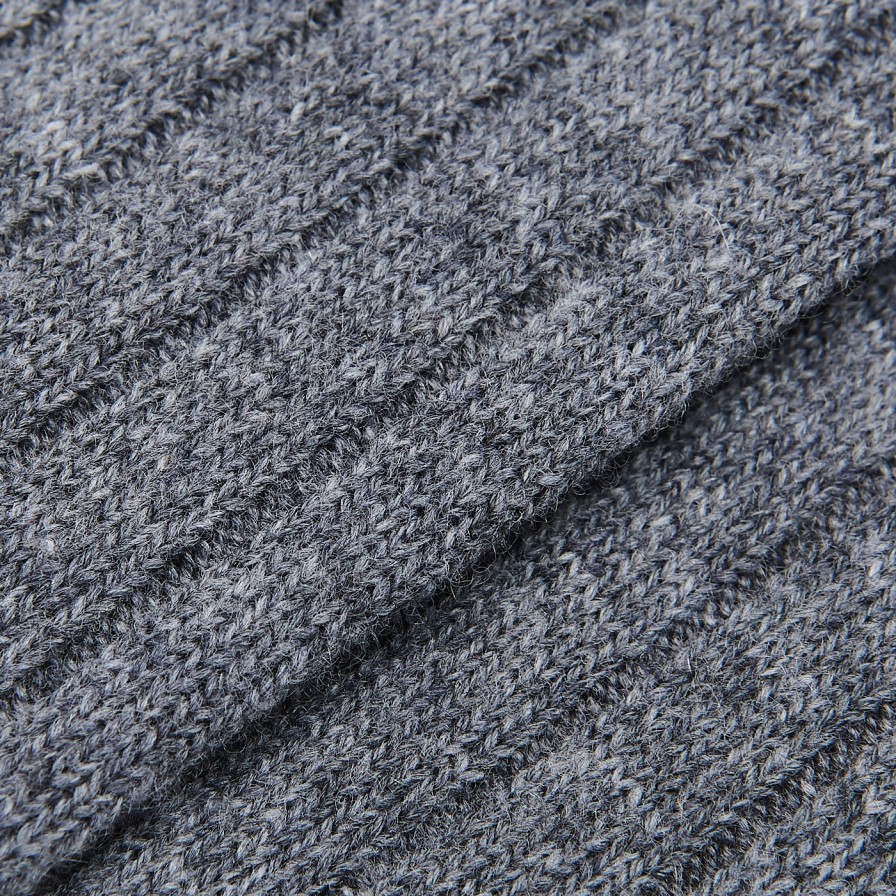 Bresciani Grey Melange Ribbed Wool Cashmere Socks Best