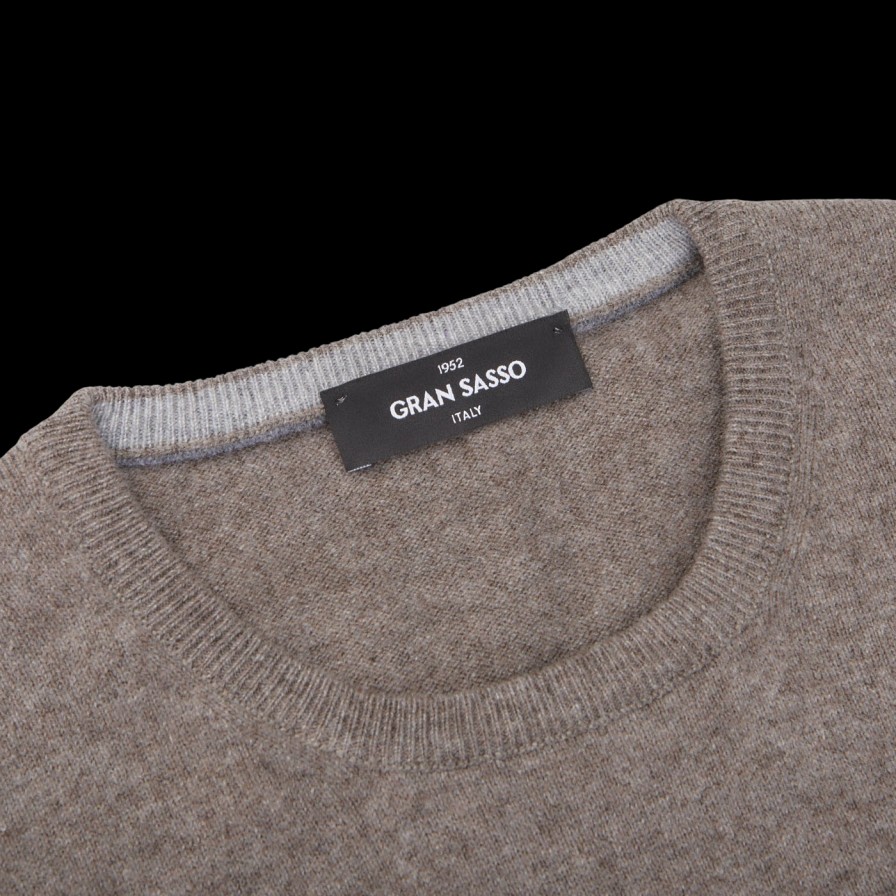 Gran Sasso Taupe Beige Pure Cashmere Crewneck Clearance