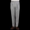 Luigi Bianchi Light Grey Wool Flannel Pleated Trousers Online