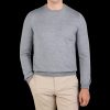 Gran Sasso Light Grey Extra Fine Merino Crew Neck Wholesale