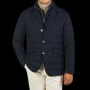 Herno Navy Wool Norfolk Down Padded Blazer Jacket Best