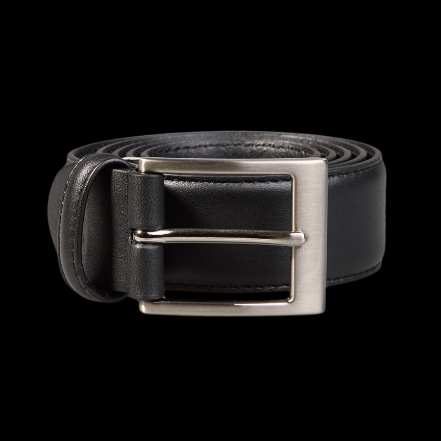 Canali Black Matt Calf Leather 35Mm Belt Clearance