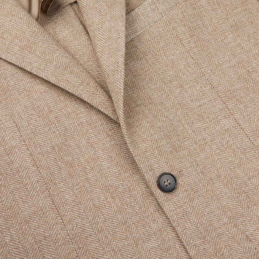 Studio 73 Taupe Beige Wool Herringbone Blazer Clearance