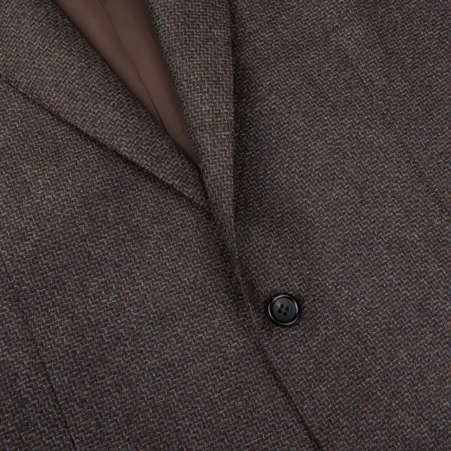 Canali Brown Grey Zig Zag Wool Drop 6 Blazer Wholesale