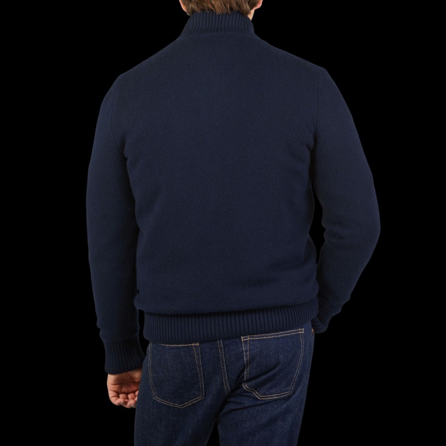 Gran Sasso Navy Blue Faux Fur Lined Cashmere Blouson Best