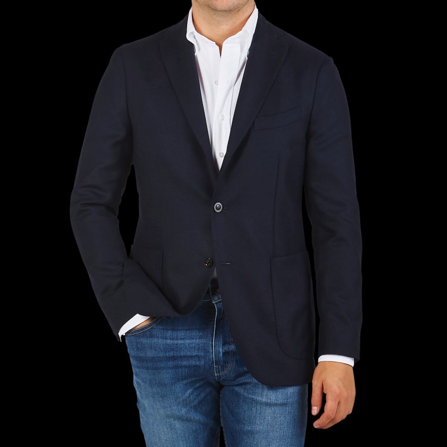 Boglioli Navy Blue Virgin Wool K Jacket Wholesale