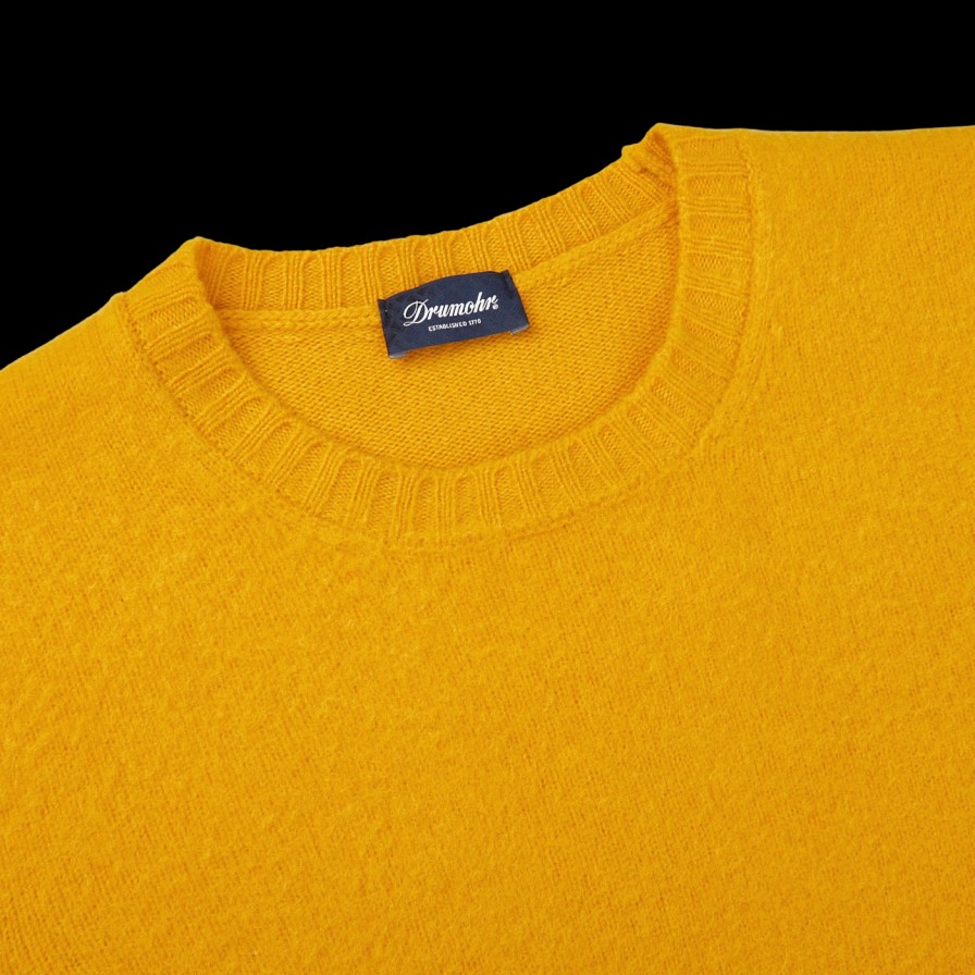 Drumohr Yellow Brushed Lambswool Crew Neck Sweater Wholesale