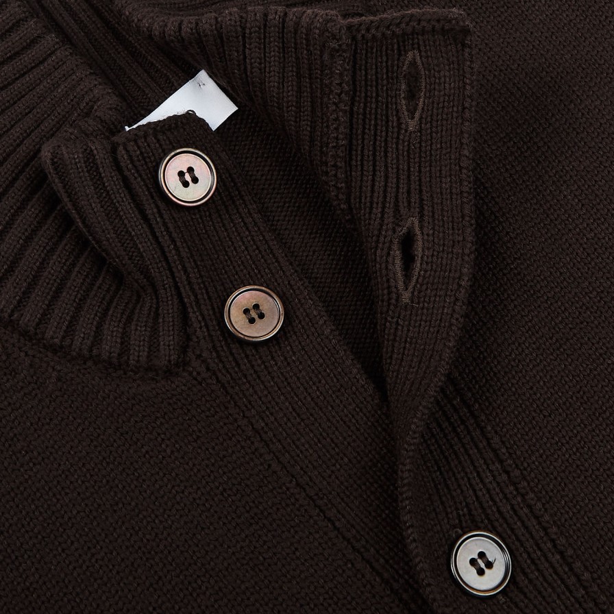 Gran Sasso Dark Brown Merino Wool Button Cardigan Wholesale