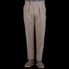 Luigi Bianchi Beige Oatmeal Wool Flannel Pleated Trousers Hot