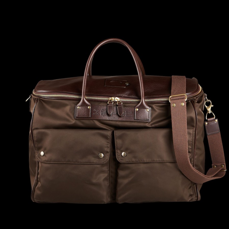 Felisi Dark Brown Nylon Leather Signature Travel Bag Online