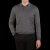 Mauro Ottaviani Grey Melange 16 Gauge Merino Wool Polo Shirt Hot