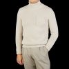 Fedeli Natural Beige Wool Cashmere Rollneck New