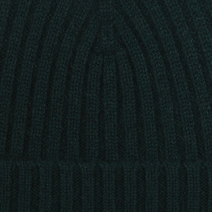 Amanda Christensen Bottle Green Ribbed Cashmere Beanie Wholesale