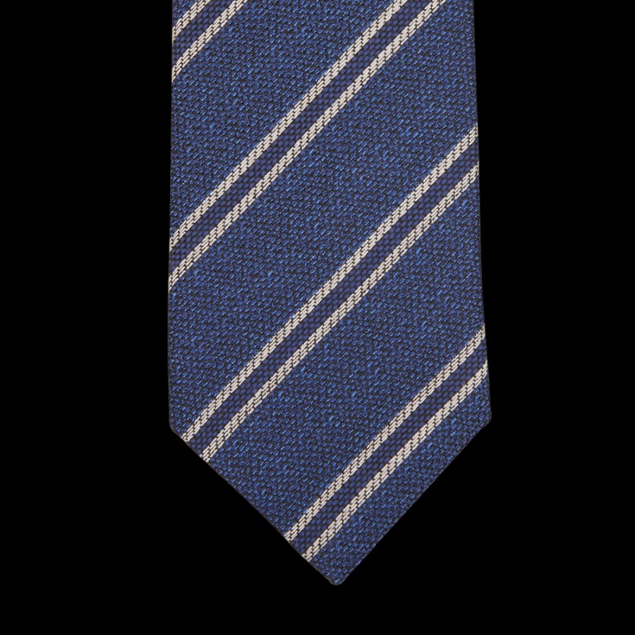 Silvio Fiorello Blue Striped Silk Cotton Wool Tie Wholesale