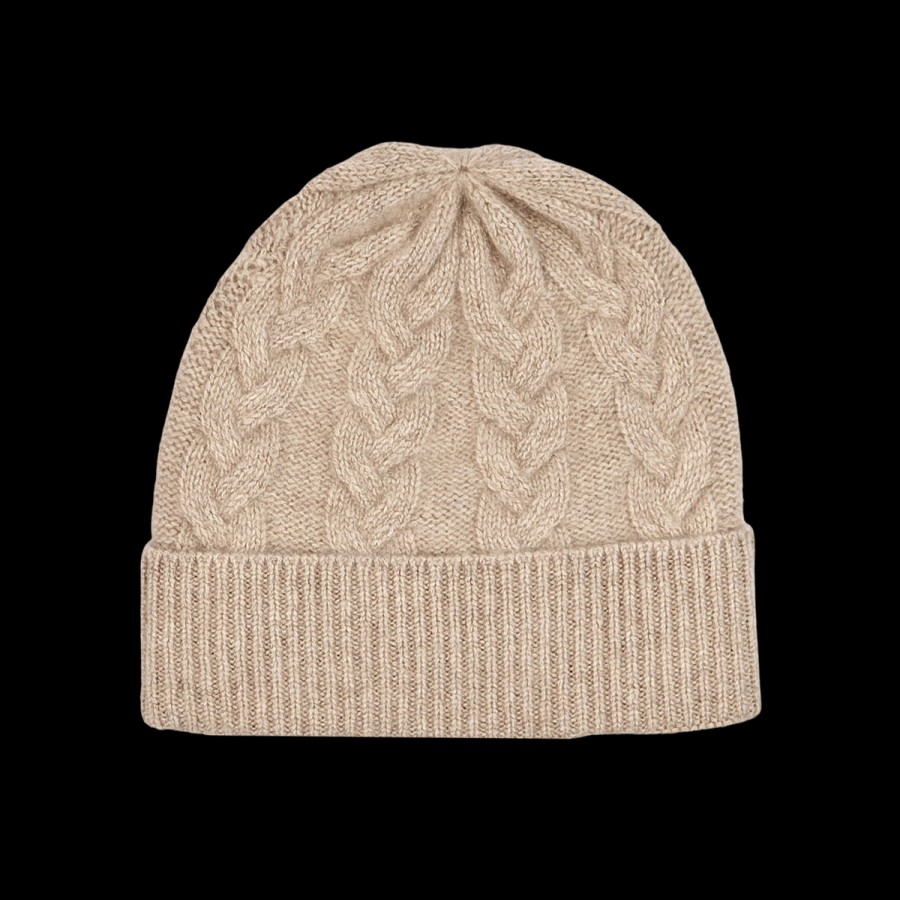 Amanda Christensen Beige Cable Knitted Cashmere Beanie Best