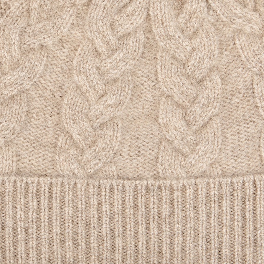 Amanda Christensen Beige Cable Knitted Cashmere Beanie Best