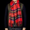 Johnstons of Elgin Red Checked Royal Stewart Cashmere Scarf Hot