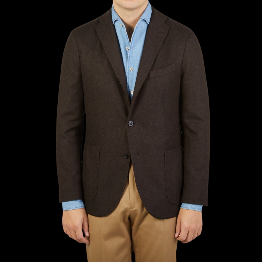 Boglioli Brown Herringbone Wool K Jacket Clearance