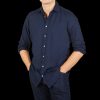 Massimo Alba Navy Blue Cotton Viscose Genova Shirt Clearance