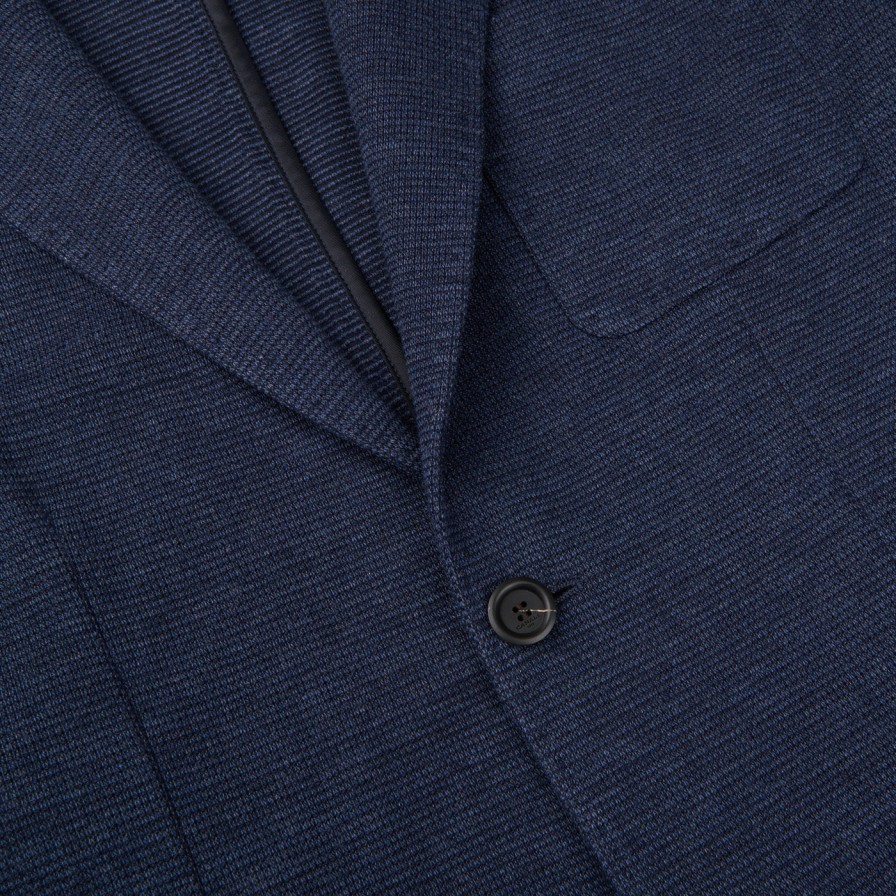 Canali Navy Blue Melange Wool Jersey Jacket Online