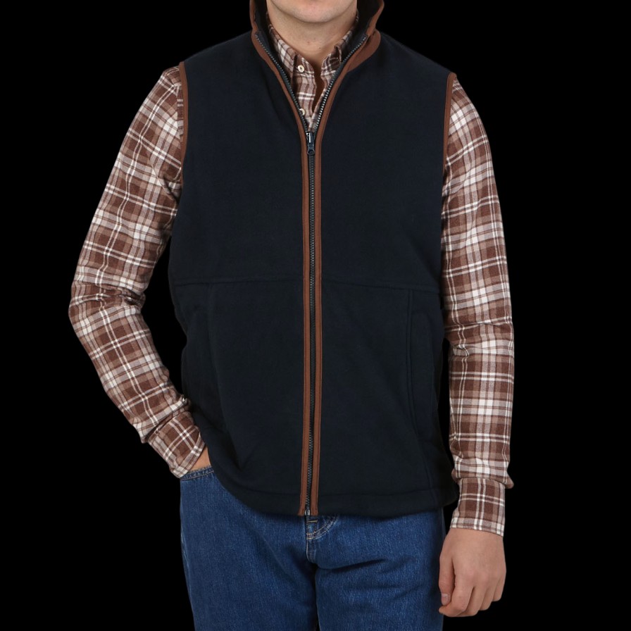 Alan Paine Dark Navy Fleece Aylsham Gilet New