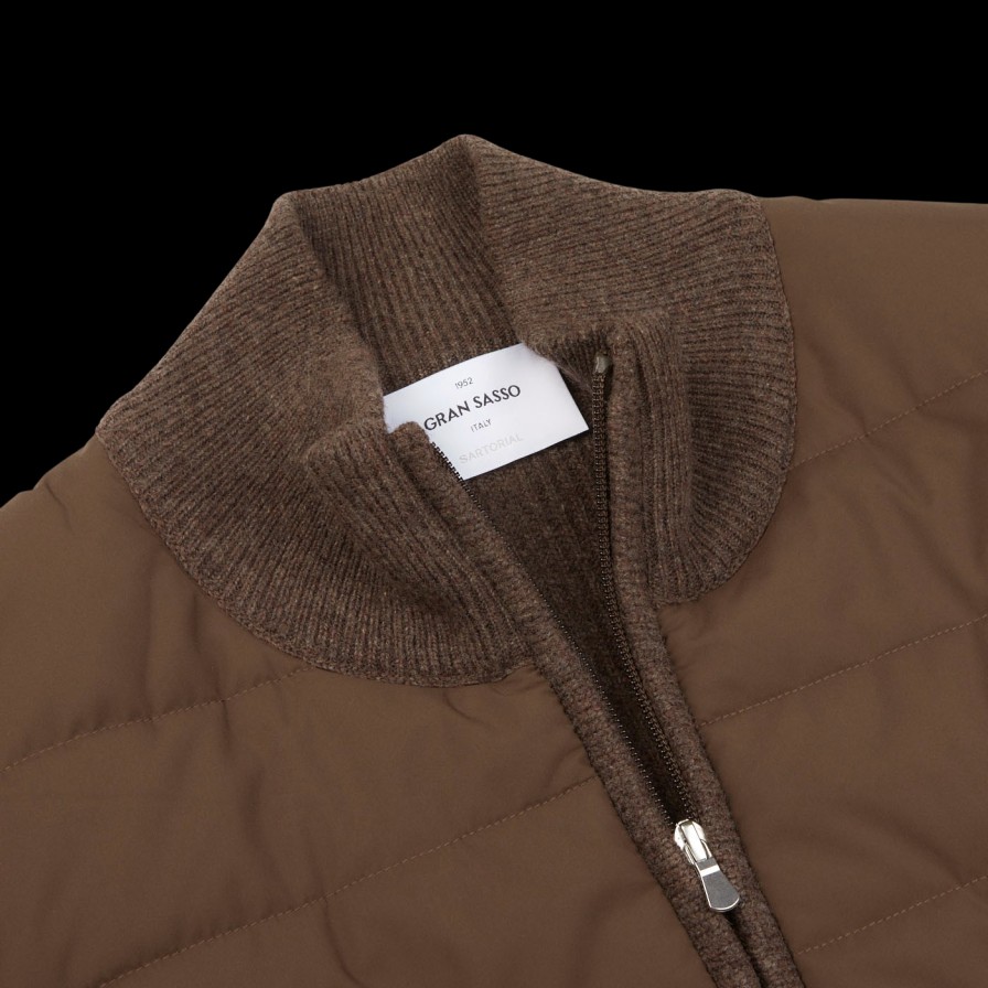 Gran Sasso Brown Melange Wool Nylon Padded Jacket Online