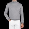 Gran Sasso Light Grey Extra Fine Merino Roll Neck New