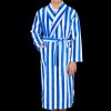 Derek Rose Blue White Striped Cotton Velour Towelling Gown New