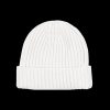 William Lockie Snow White Cashmere Ribbed Beanie Clearance