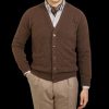 William Lockie Brown Mocha Lambswool Button Cardigan Best